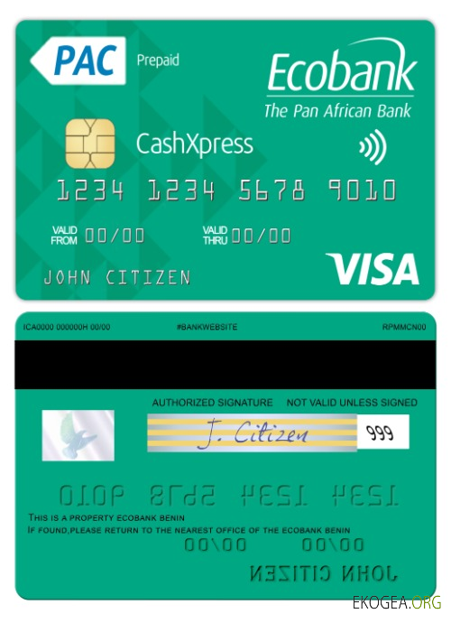 Carte Visa Cashxpress Ecobank Bénin